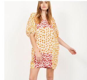 joie Lidia Dress Flame Orange Multi M Dopamine Dressing Boho Electric Graduation